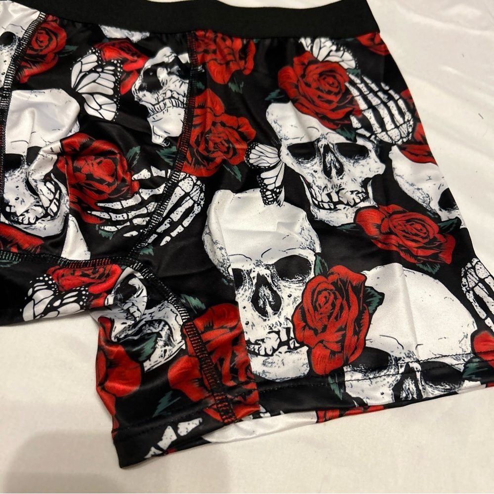 Morvia Men Costume Men's Underwear Boxer Briefs Black , Red Skull Goth Emo - Picture 2 of 5